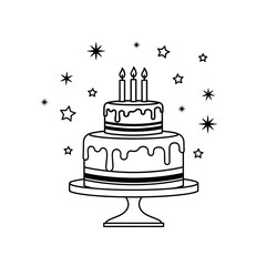 Birthday Cake Icon – Celebration, Party, and Dessert Illustration with Candle