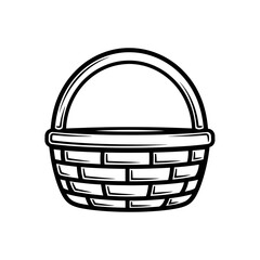 Wicker Basket Icon – Handwoven Storage, Picnic, and Market Basket Illustration