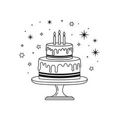 Birthday Cake Icon – Celebration, Party, and Dessert Illustration with Candle