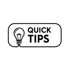 Quick Tips Icon – Light Bulb Idea and Knowledge Advice Symbol 