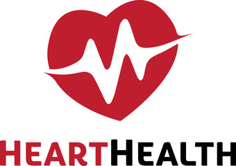 simple silhouette heart icon, heartbeat or heart healthcare medic or medical vector icon logo design