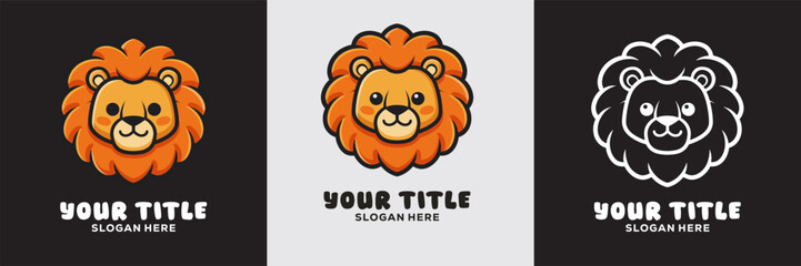 Cartoon lion mascot in three variations © Anastasia
