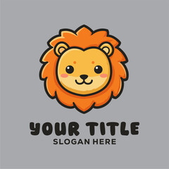Logo Design of adorable lion cub face with bushy mane