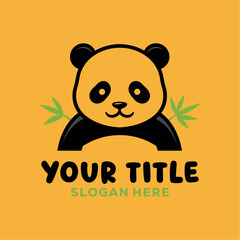 Adorable panda logo design with bamboo accent