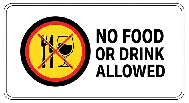 Clear visual warning sign prohibiting food and drink consumption in designated areas, ensuring hygiene and order for professional environments.