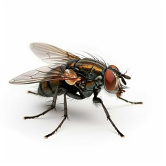 Fototapeta premium Realistic Macro Photograph of a Fly Isolated on White Background