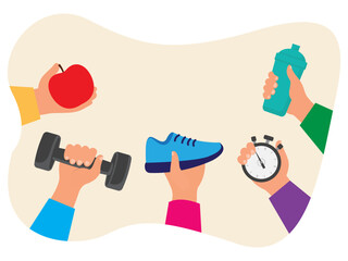 sport exercise banner fitness workout concept active healthy lifestyle training