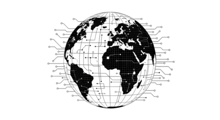 Global network map with circuit lines illustration