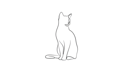 Sitting cat outline illustration for pet concept
