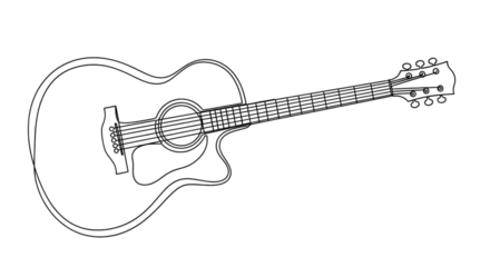 Acoustic guitar outline illustration for music concept