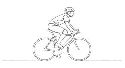Cyclist riding a road bike in outline style
