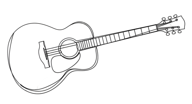 Acoustic guitar outline illustration for music concept