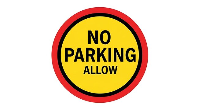Bold red and black circular 'NO PARKING ALLOW' warning sign on a clean white background, conveying clear directional information for traffic management and access control.