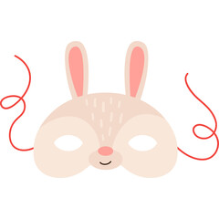 Cute Bunny Mask With Red String Ties And A Transparent Background For Festive Events