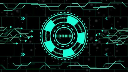 futuristic electronics animation, digital circuit hud display, neon electronic device motion, high-tech electronics interface, cyber electronic gadget reveal, holographic electronics 4k animation. - Powered by Adobe