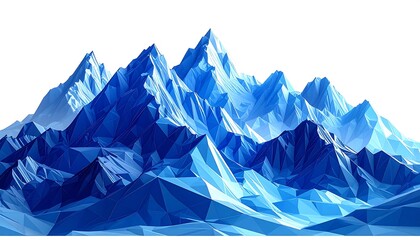 Obraz premium Low-poly depiction of snow-capped mountain range, isolated on white