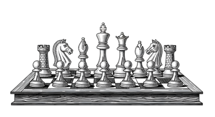 Chessboard with Pieces Illustration