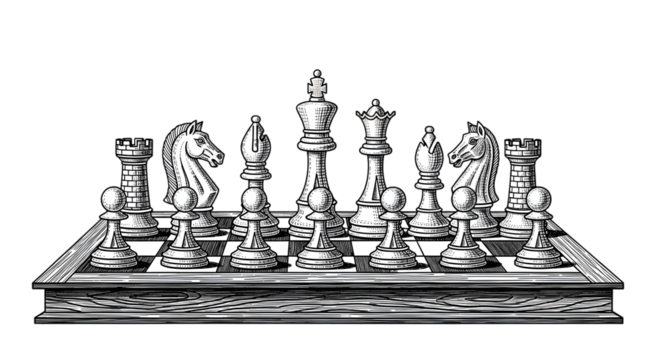Chessboard with Pieces Illustration - Powered by Adobe