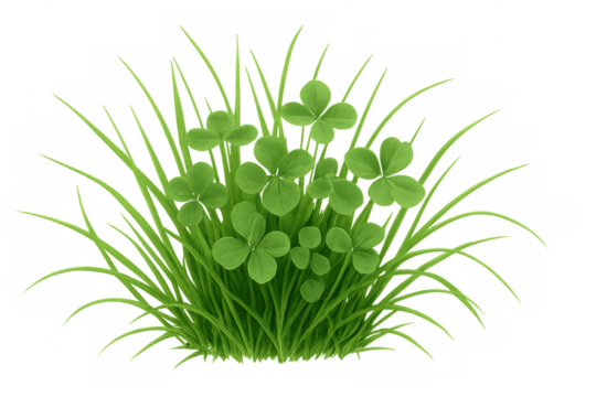 Lush green clover and grass bush on transparent background, symbolizing luck and st. Patrick's day celebration - Powered by Adobe