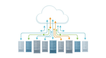 Fototapeta premium Cloud Computing Data Transfer and Server Network Diagram