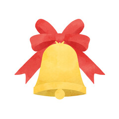 クリスマスベル クリスマスに使えるベルとリボンの水彩イラスト
