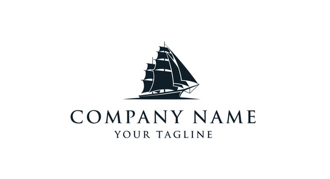 Sailing Ship Logo Design with Company Name and Tagline.