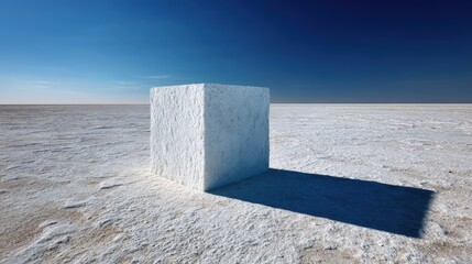 White Cube In Desert Landscape