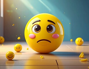 Sad emoji surrounded by others