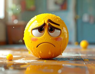 Sad emoji, wet,  room