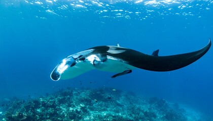 Majestic Manta Ray Glide - Graceful Giant Swimming in Crystal Tropical Waters