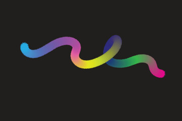 A colorful abstract wavy line on a dark background, blending multiple bright hues together, creating a smooth flow of motion and modern gradient concept for digital and creative design.