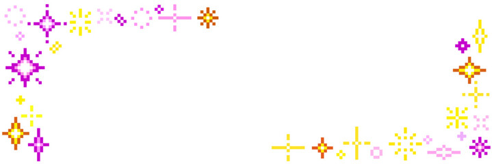 Pixel stars twinkling stars sparkles, shining burst background vector for celebration, magic, and awards in a retro pixelated style, game 8 bit retro.