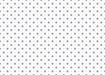 Seamless dark blue minimal floral on white background, ethnic fabric seamless pattern, design for cloth, carpet, batik, wallpaper, wrapping etc. © Misterwrongtime