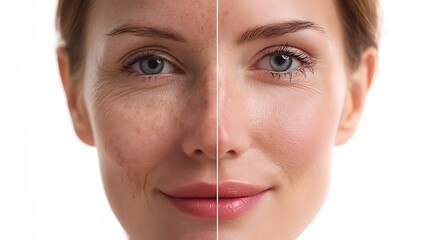 Before and after moisturizing (left and right): dry skin vs. moisturized skin.