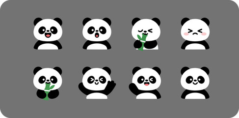 A set of panda emoticons © js