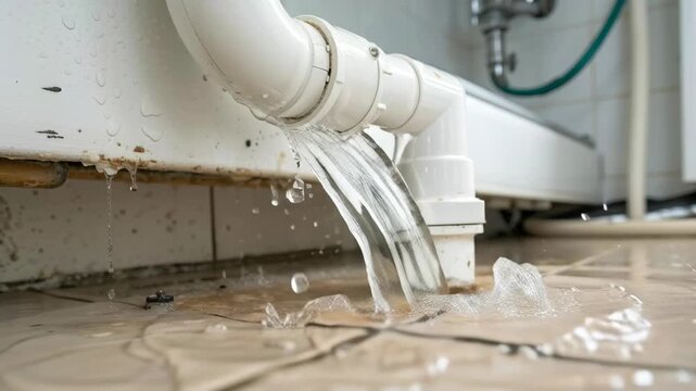 Leaky plumbing pipe causing water damage in a home environment