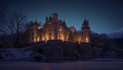 prague castle at night