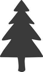 Fototapeta premium Dark Gray Stylized Christmas Tree Silhouette on White Background evergreen pine