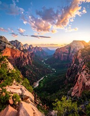Scenic canyon vista at sunset