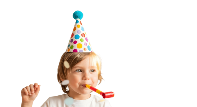 boy celebrating a party isolated png - Powered by Adobe