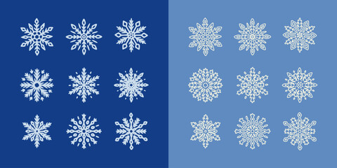 Winter hand drawn snowflake icon set. Winter holiday decorative vector design elements