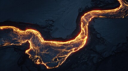 Molten Lava Flow with Embers