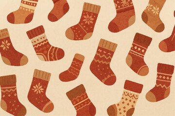 クリスマスソックスノルディック柄