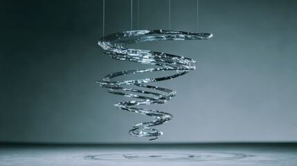Suspended Spiral Sculpture with Lights