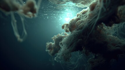 Underwater Jellyfish Illuminated by Sunlight