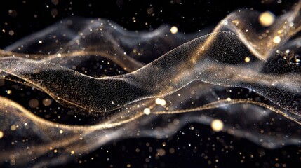 Wavy Ribbons with Gold Particles and Bokeh