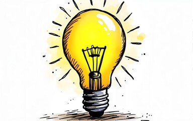 Idea light bulb doodle creative thinking on education success. High quality