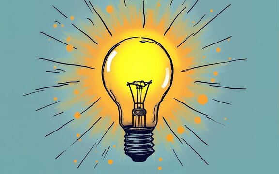 Idea light bulb doodle creative thinking on education success. High quality