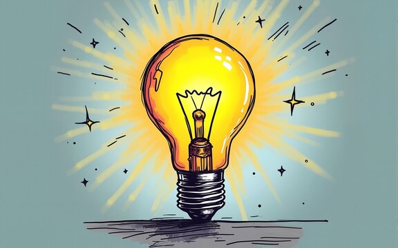 Idea light bulb doodle creative thinking on education success. High quality
