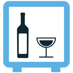Mini bar icon vector for hotel amenities, refreshments, and luxury service. Ideal for illustrating in-room dining, snacks, and hotel services.